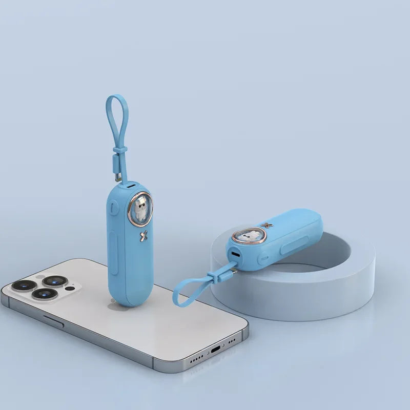 Kawaii 5000mAh Mini Power Bank 🌈 Cute Cartoon Design with Built-in Cable for Universal Phones 📱✨