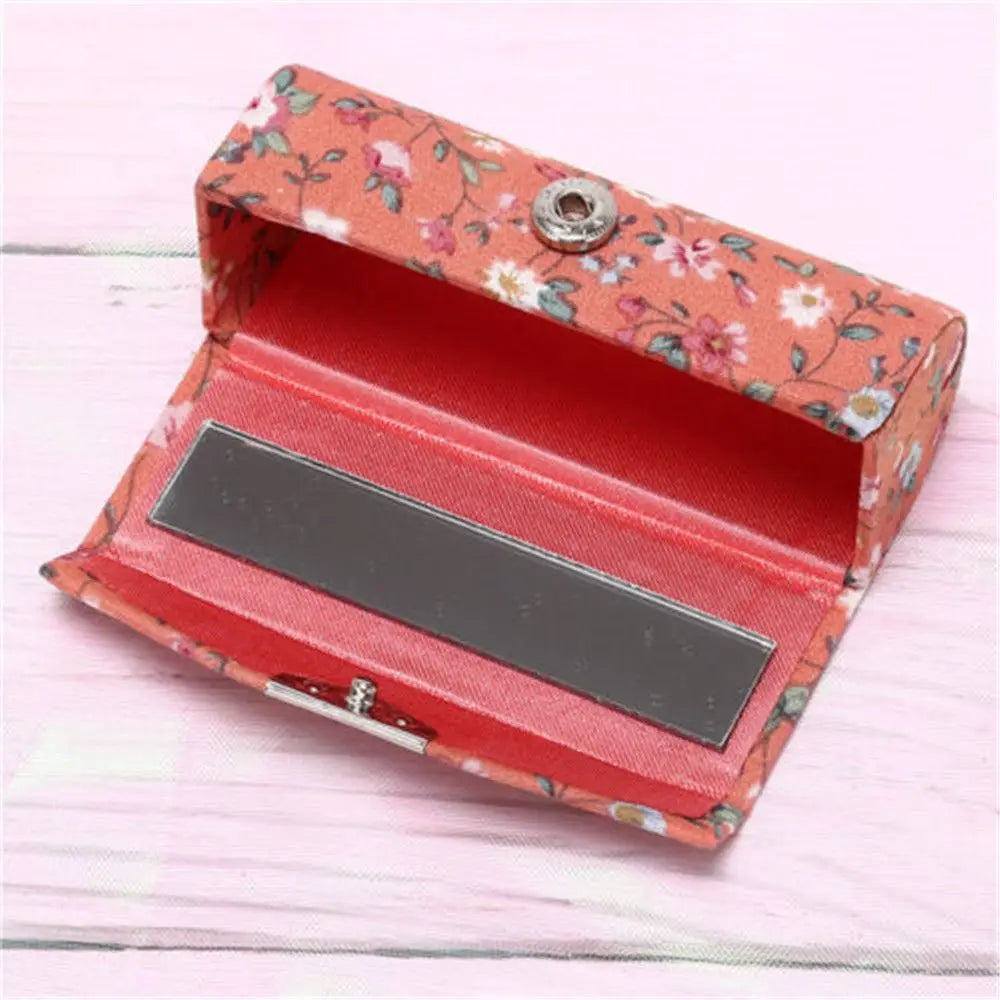 🌸 Kawaii Retro Lipstick Case ✨ Embroidered Flower Glam Box with Mini Mirror 💄 Cute Jewelry & Makeup Storage! 🌼