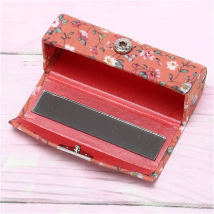 🌸 Kawaii Retro Lipstick Case ✨ Embroidered Flower Glam Box with Mini Mirror 💄 Cute Jewelry & Makeup Storage! 🌼