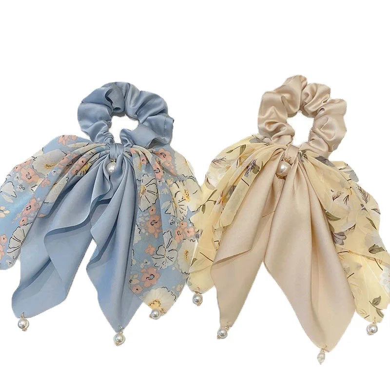 🌸✨ Charming Floral Bow Hair Band 🎀 | Sweet Elastic Ponytail Holder for Every Occasion! 🌼💖 - Pixie Quill