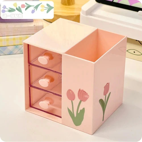 Cute Kawaii Pen Holder & Pencil Organizer 🐾🌈 - Adorable Multi-Functional Storage Box for Your Desk!