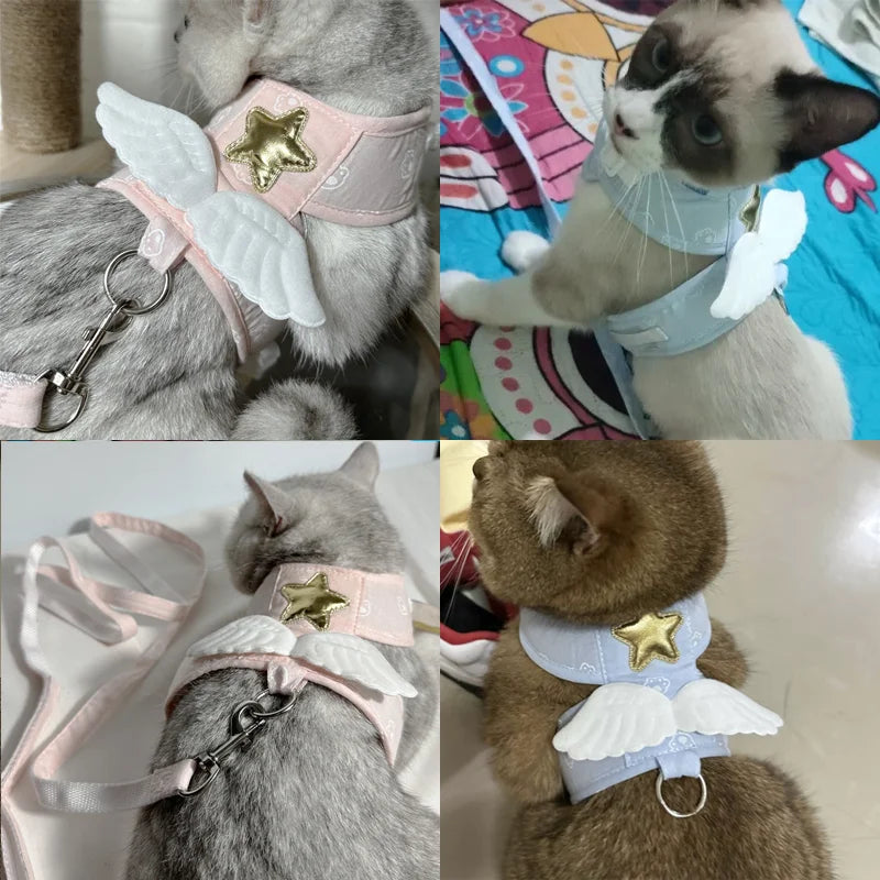 ✨ Angel Wing Pet Harness & Leash Set 🐾 Cute Custom Gear for Furry Friends! 🌈