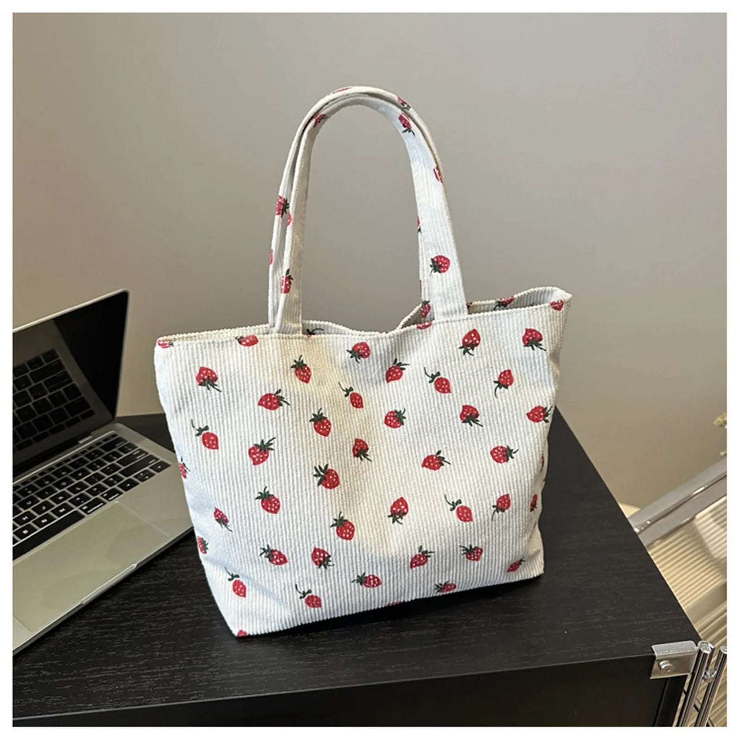 🍓 Cute Corduroy Strawberry Shoulder Bag 🍓 - Fun & Versatile Tote for Every Adventure! 🌟✨ - Pixie Quill