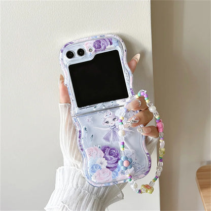 🌸 Whimsical Floral Charm Bracelet Case for Samsung Galaxy Z Flip 6/5/4/3 💖✨