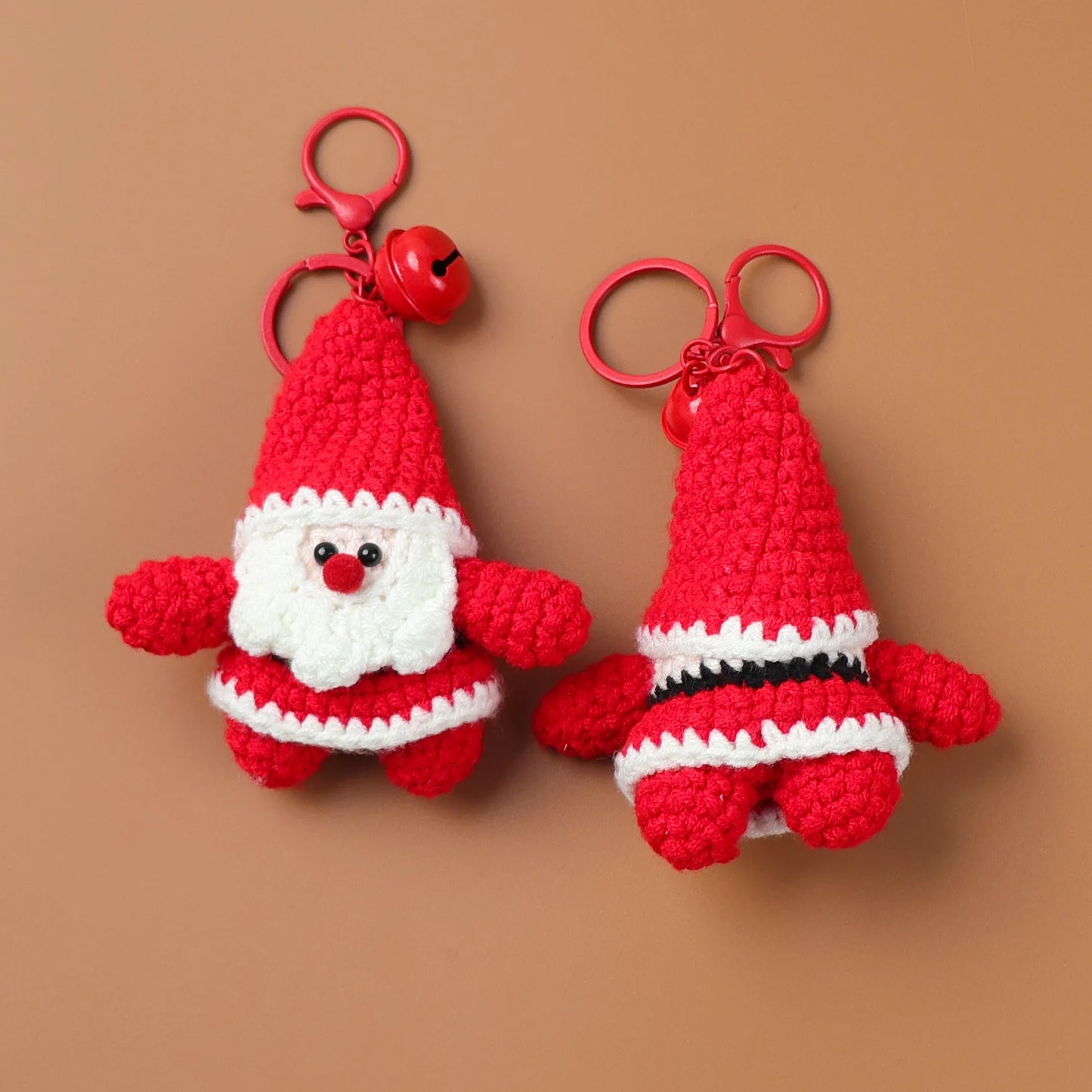Whimsical Crochet Santa Keychain Plush Ornament Handmade Xmas Decor 🎄🧶