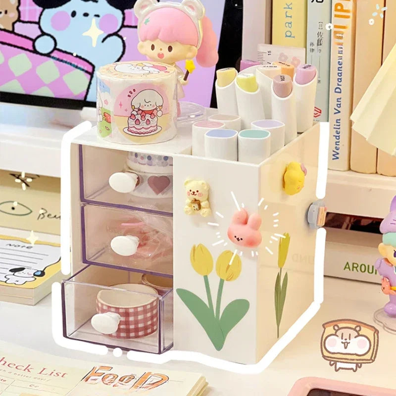 Cute Kawaii Pen Holder & Pencil Organizer 🐾🌈 - Adorable Multi-Functional Storage Box for Your Desk!