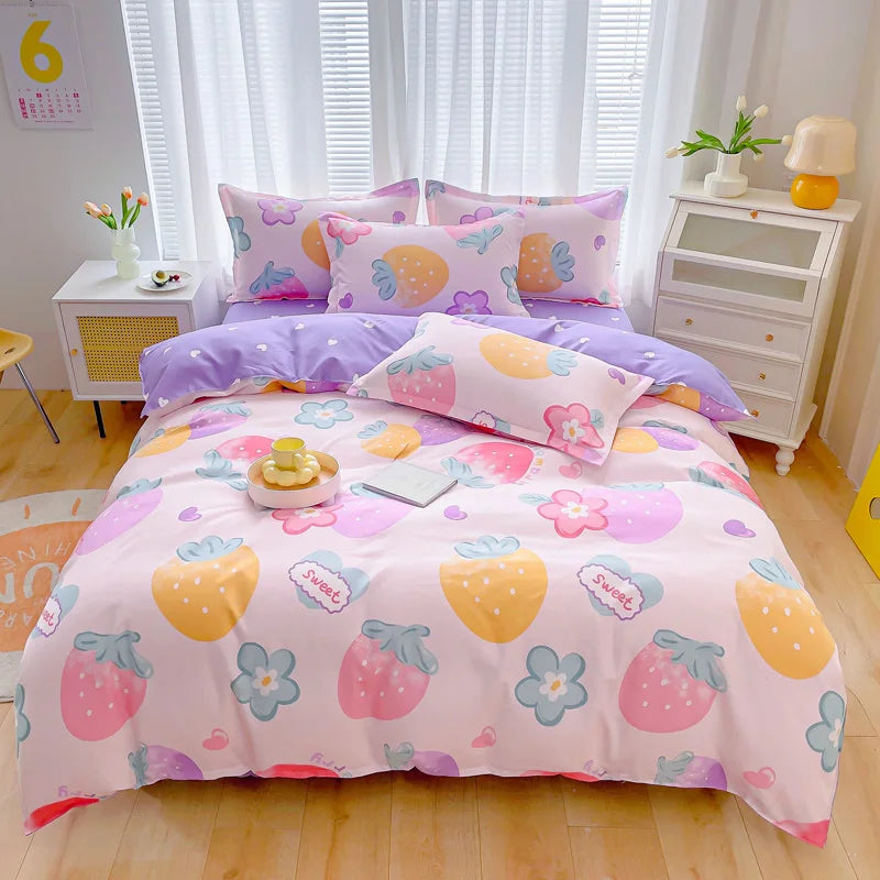 Charming Strawberry Dreamland Duvet Set 🍓✨ Cozy Kawaii Bedding for Sweet Sleep!