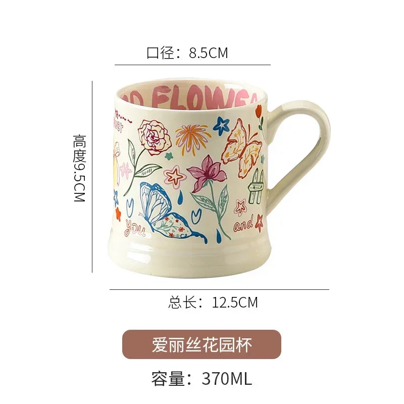 🌸 Kawaii Cat & Flower Ceramic Mug 🌼 Cute Drinkware for Coffee & Tea 🐱✨