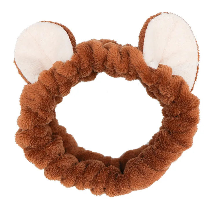 Women Wash Face Makeup Soft Coral Fleece Elastic Headband Head Wrap Cute Rabbit Bow Animal Ears Hairband Girl Hair Accessories