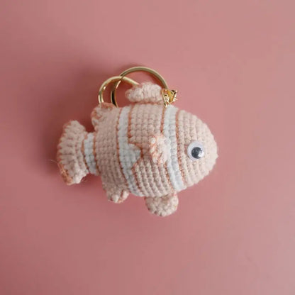 Cute Clown Fish Crochet Keychains For Bags, Handmade Goldfish Charm 🧶🐠