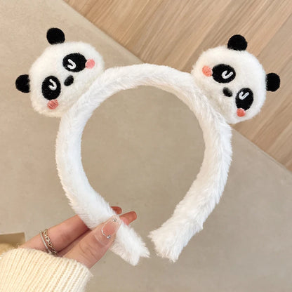 Kawaii Panda Plush Hair Band 🐼✨ | Non-Slip Cartoon Face Wash Headband for Girls | Cute Cotton Hair Accessories