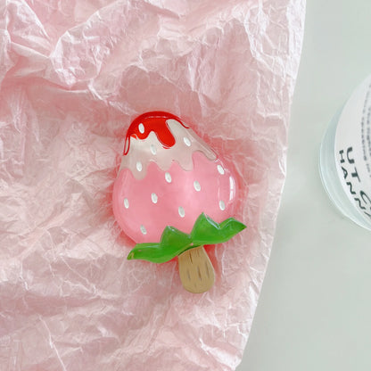 🍓 Adorable Strawberry Glass Lollipop Phone Grip & Stand 🌟 Universal Fit for All Phones 📱✨ - Pixie Quill