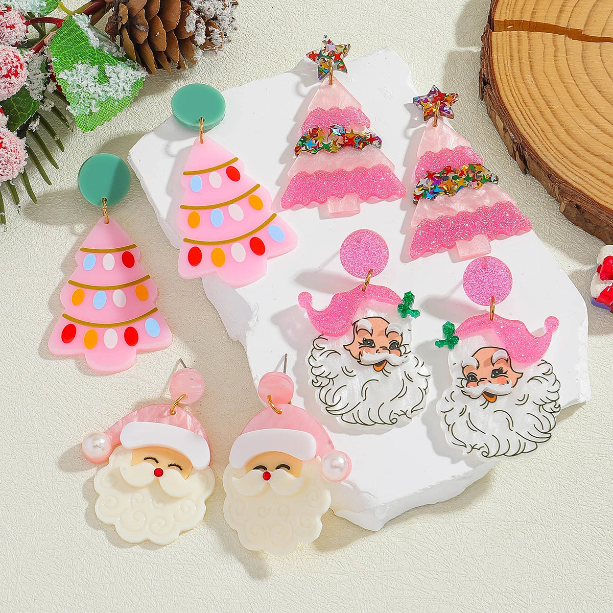 Acrylic Santa Drop Earrings Christmas Tree Charm Holiday Accessory For Women 🎄🎅