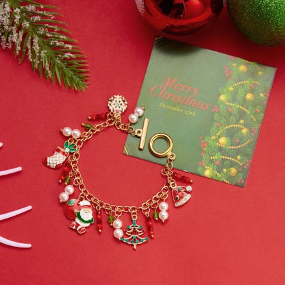 Whimsical Christmas Bracelet With Santa Snowman Star Pendant Jewelry Adjustable🎄