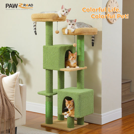 Cactus Cat Tower 133cm Indoor Cat Tree With 2 Perches 2 Condos 🐱🌵