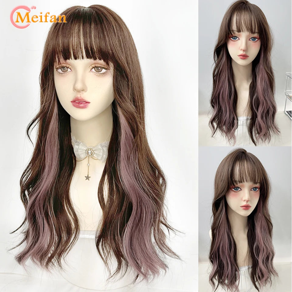 Kawaii Ombre Pink & Blonde Long Straight Wig 🎀✨ - Cute Lolita Cosplay Hair for Parties & Halloween! 🌸🖤