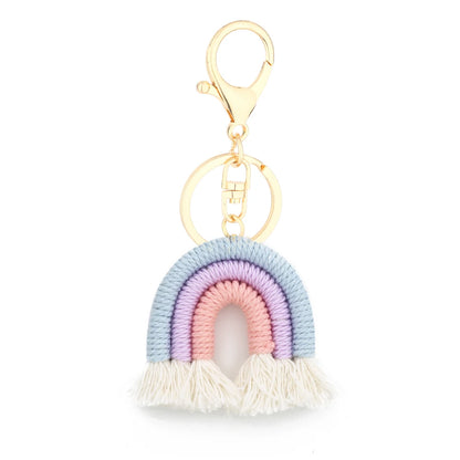 Kawaii 5cm Rainbow Tassel Keychains 🌈✨ | Cute Macrame Car Keyring & Bag Charm for Women 💖💼