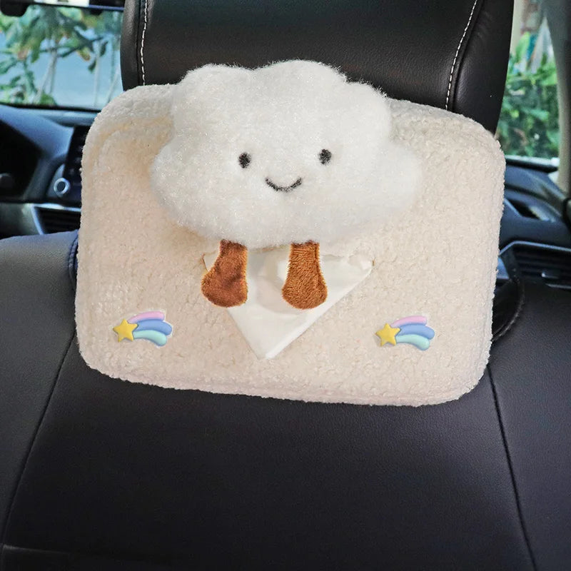 Kawaii Plush Flower Car Tissue Box Holder 🌸🚗 | Cute Auto Visor Organizer for Fun Road Trips! 🧻✨