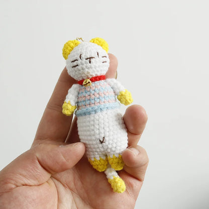 Handmade Kitten Crochet Keychain For Backpack Cute Cat Doll Pendant 🧶🐾