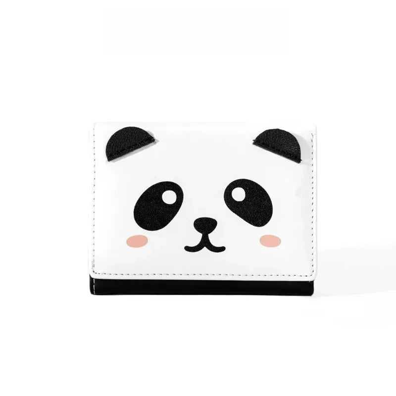 Cute Panda Small Money Clip Pocket Wallets for Students Mini Coin Purse Ultra-thin Small Buckle Card Bag Billeteras Para Mujer