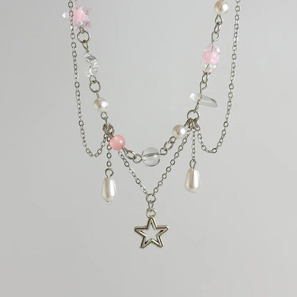 Kawaii Starry Tassel Necklace 🌟✨ | Cute Imitation Pearl Pendant for Weddings & Parties 💖🎉