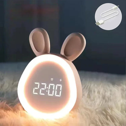 Kawaii Bunny LED Alarm Clock 🐰✨ | Adorable Night Light & Dimmable Display for Kids 🌙💤