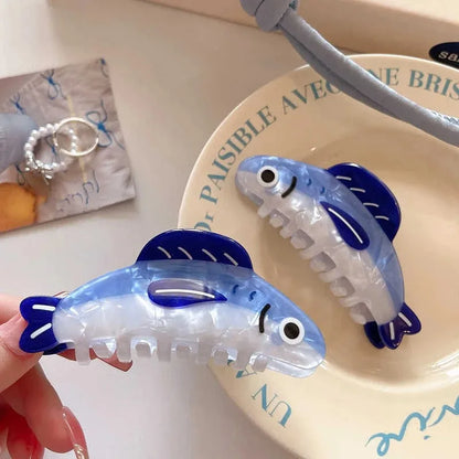 Ocean Sardine Hair Clip Cute Shark Texture Ponytail Holder Hair Accessory 🐟✨
