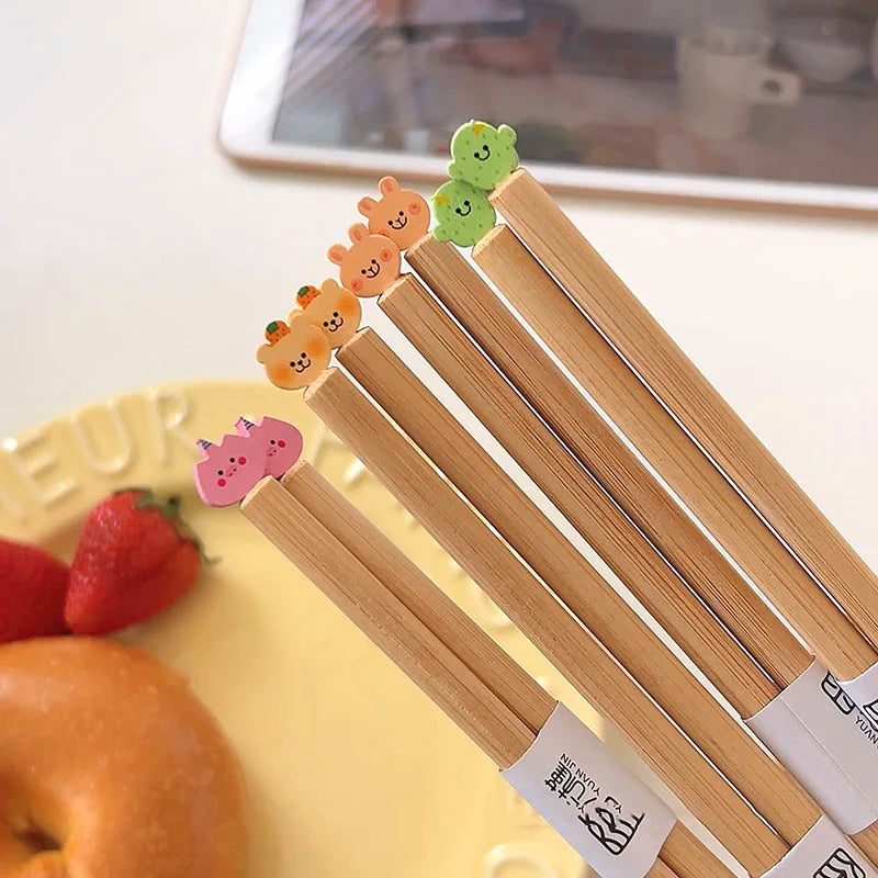 Bear-y Cute Bamboo Chopsticks 🐻🍣 - Delightful Dining Fun for All Ages! 🥢✨ - Pixie Quill