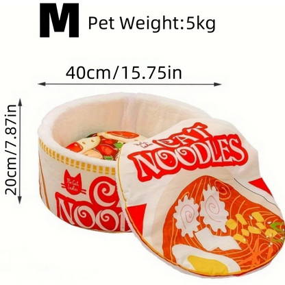 Kawaii Ramen Cat Cuddle Nest - Cozy Winter Retreat for Your Feline Friend 🐾💕