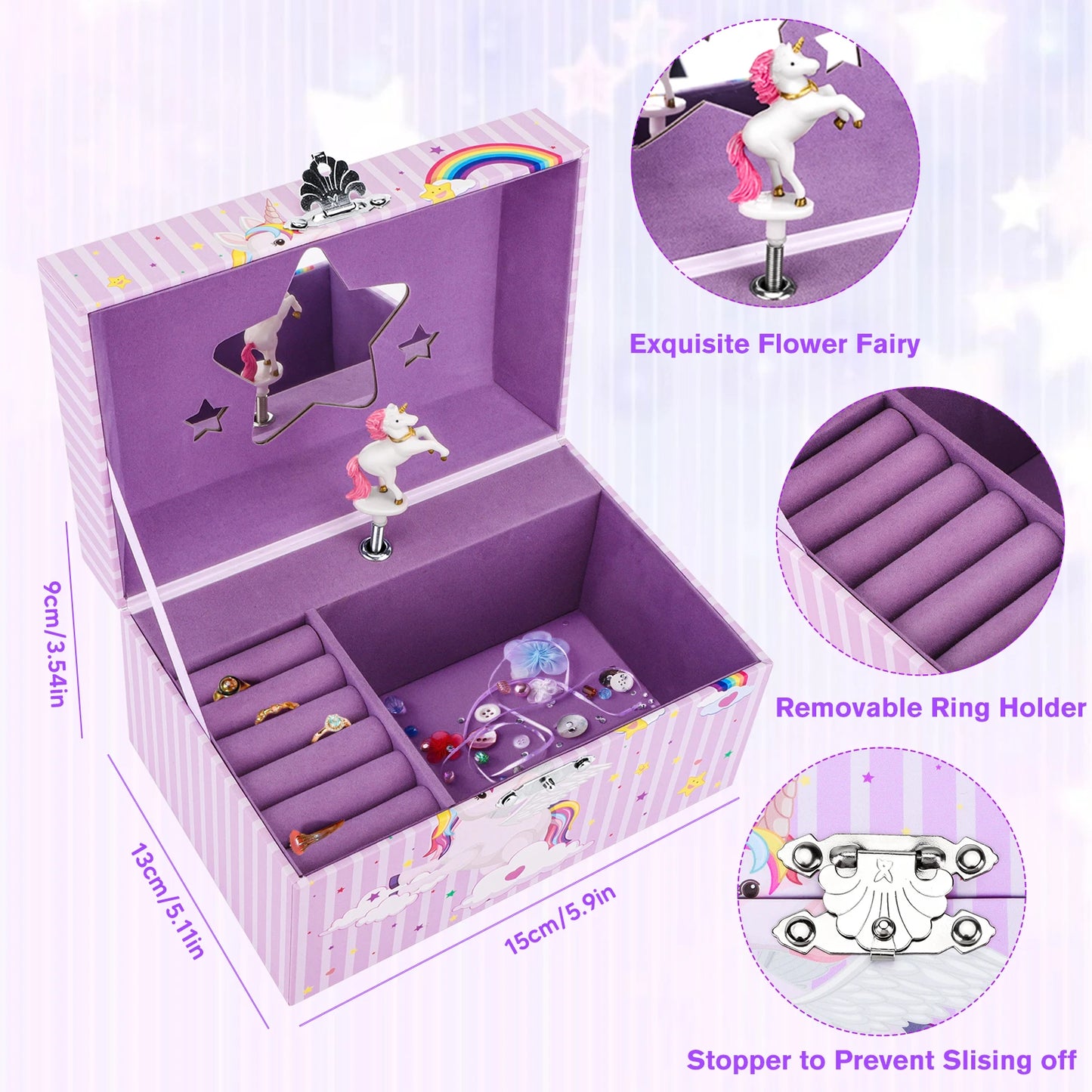 Kawaii Unicorn Music Box 🎀✨ - Adorable Jewelry Storage for Girls 🦄💖 | Rotating Ballet Decoration & Perfect Gift for Kids 🎁🎶