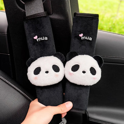 Adorable Kawaii Plush Animal Seat Belt Covers 🐻💖 - 2pcs Soft Shoulder Cushion for Kids' Car Safety & Style! 🚗✨