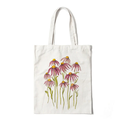 Kawaii Floral Canvas Tote 🌼💖 | Cute Eco-Friendly Shoulder Bag for School & Shopping 🌸✨