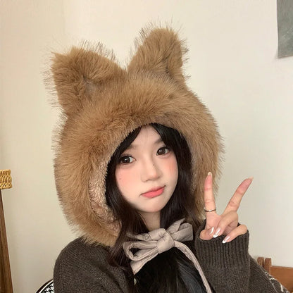 Cozy Winter Beanie For Women Spicy Girl Style Cat Balaclava Hat ❄️🐱 Warmth