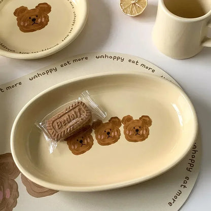 Kawaii Bear Ceramic Ramen Bowl 🍜🐻 - Adorable Yellow Soup & Salad Dish! 🌼