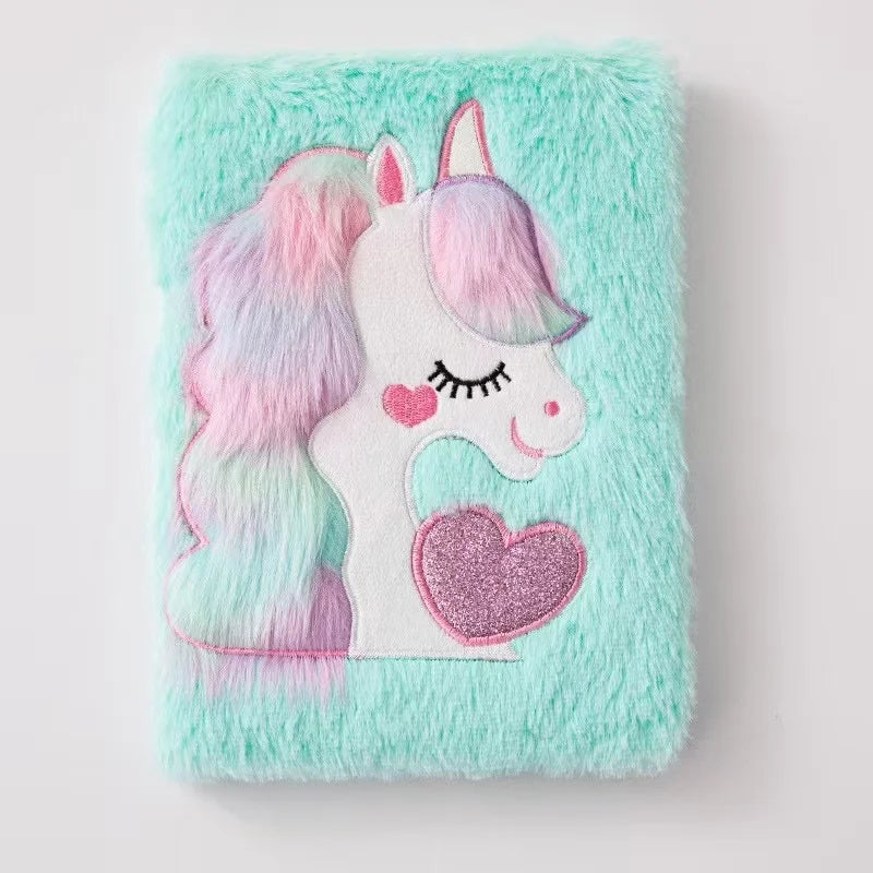 Kawaii Unicorn Plush A5 Notebook 🦄✨ Macaron Heart Diary for Students - Cute Cartoon Handbook! 💖📚