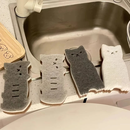 Adorable Kawaii Cat Sponge Set 🐱✨ - 4-Piece Dishwashing & Cleaning Delight!