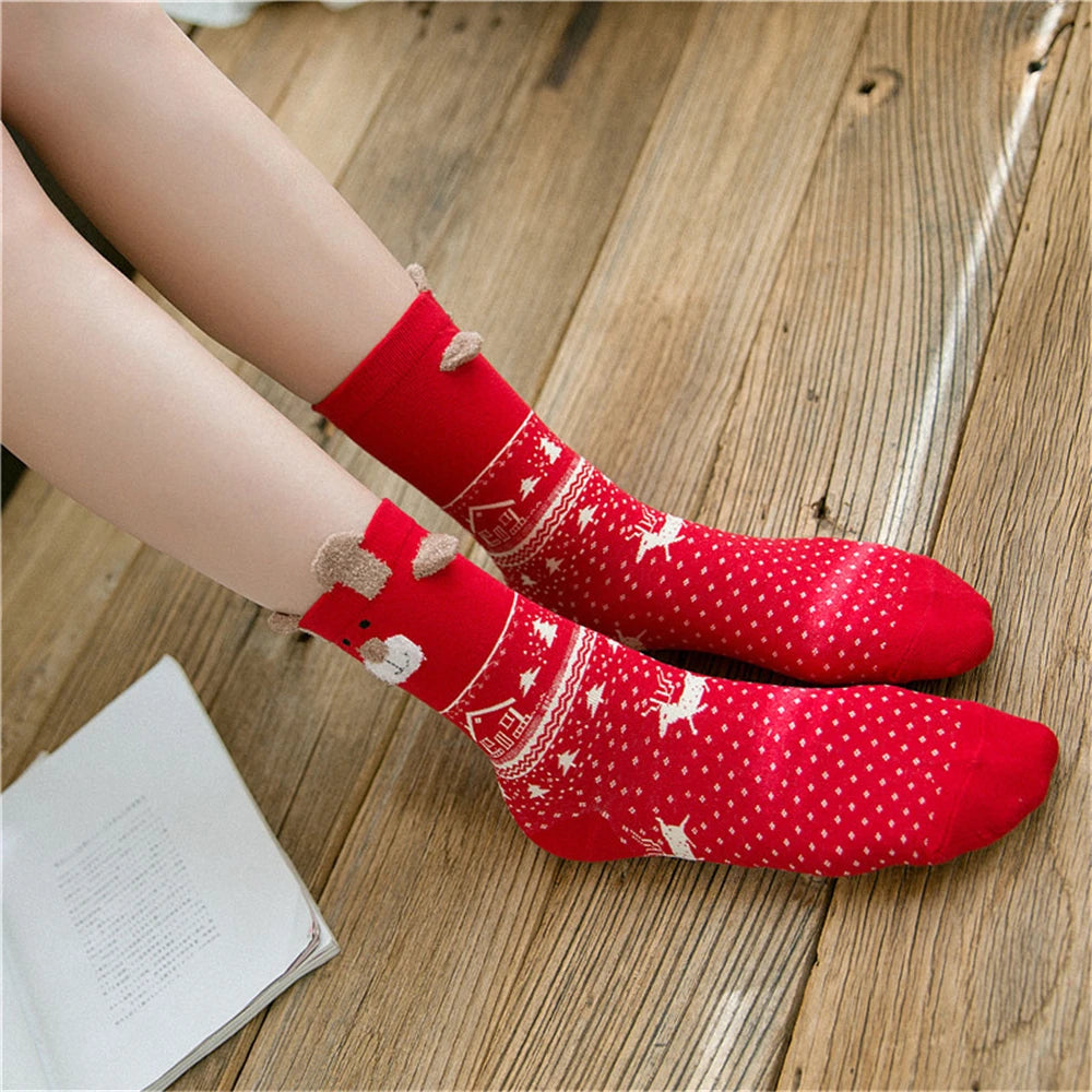 Cozy Winter Cartoon Socks For Women Cute Christmas Elk Deer Bear Gift 🧦🎄