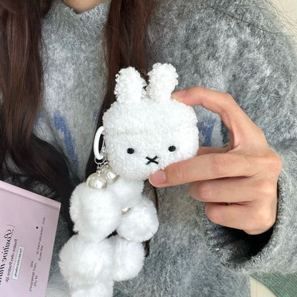 Kawaii Plush White Rabbit AirPods Cozy Case 🐰✨ for 1/2, 3, Pro & Pro 2! 🎧💖