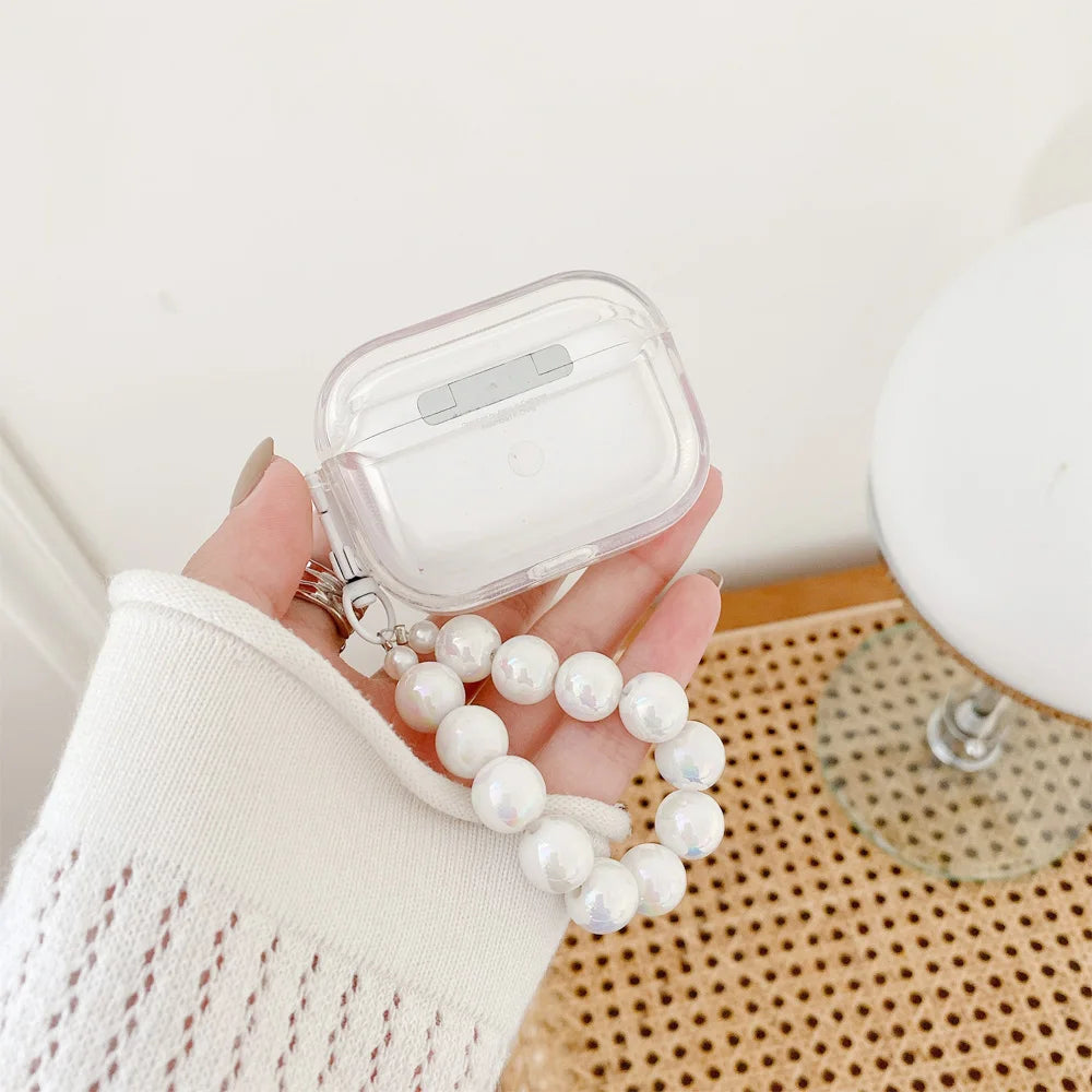 💕 Adorable Heart Case for AirPods 🎧✨ with Charming Pearl Keychain 🌟 - Pixie Quill