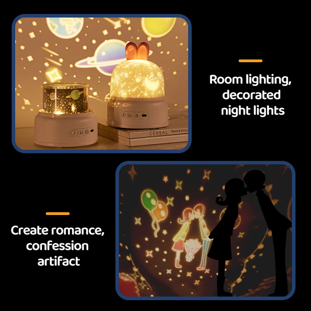 Adorable Bunny Projection Night Light 🌙✨ – Enchanting Ocean Scenes for Kids' Sleep & Room Decor! 🎁🐰