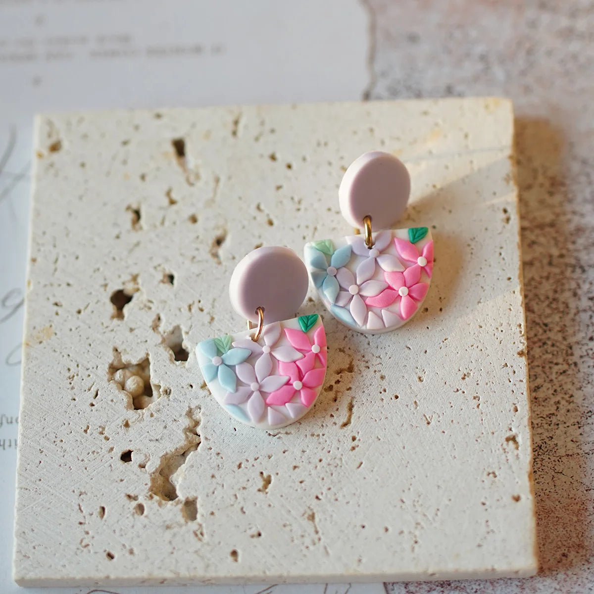 Whimsical Floral Dangle Earrings Sets In Polymer Clay For Women Beachwear 💐✨