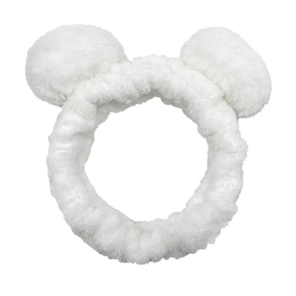 Women Wash Face Makeup Soft Coral Fleece Elastic Headband Head Wrap Cute Rabbit Bow Animal Ears Hairband Girl Hair Accessories