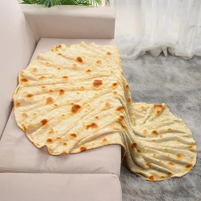 Cozy Mexican Tortilla Print Flannel Blanket for Couch Bed Travel 🫔🛋️