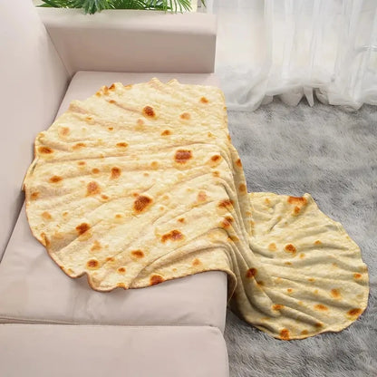 Cozy Mexican Tortilla Print Flannel Blanket for Couch Bed Travel 🫔🛋️