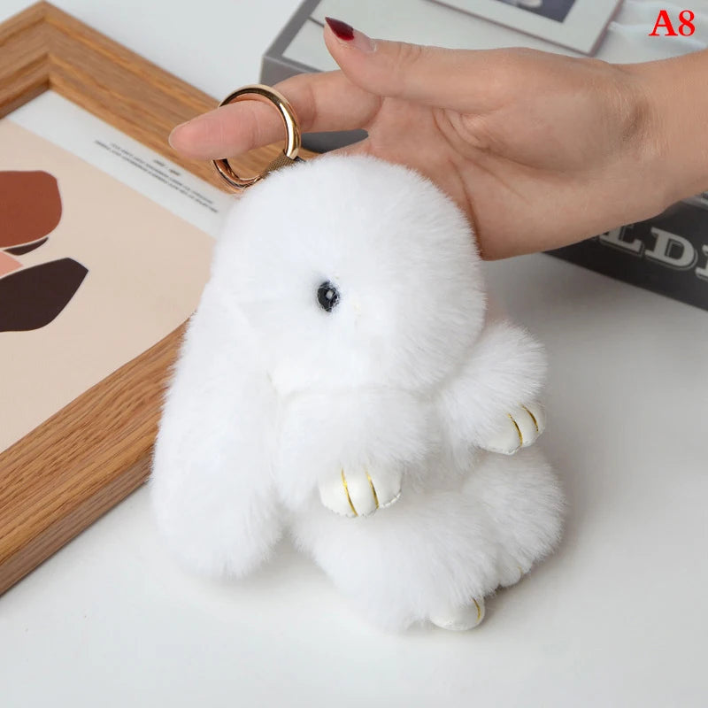 Fluffy Bunny Keychain 🐰✨ Adorable Pom Pom Charm for Bags & Keys! 🐇💖 - Pixie Quill