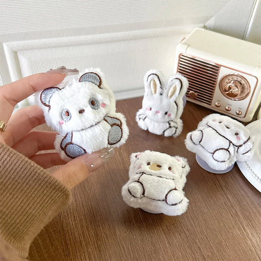 Phone Holder Grip Socket Pop Bracket Expanding Plush Red Panda Rabbit Mobile Phone Stand Cute Ins Wind Dog Pasted Desktop
