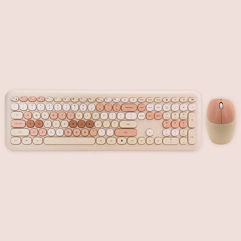 Kawaii Colorful Macaron Wireless Keyboard & Mouse Set 🍫✨ - Cute & Silent for Girls!