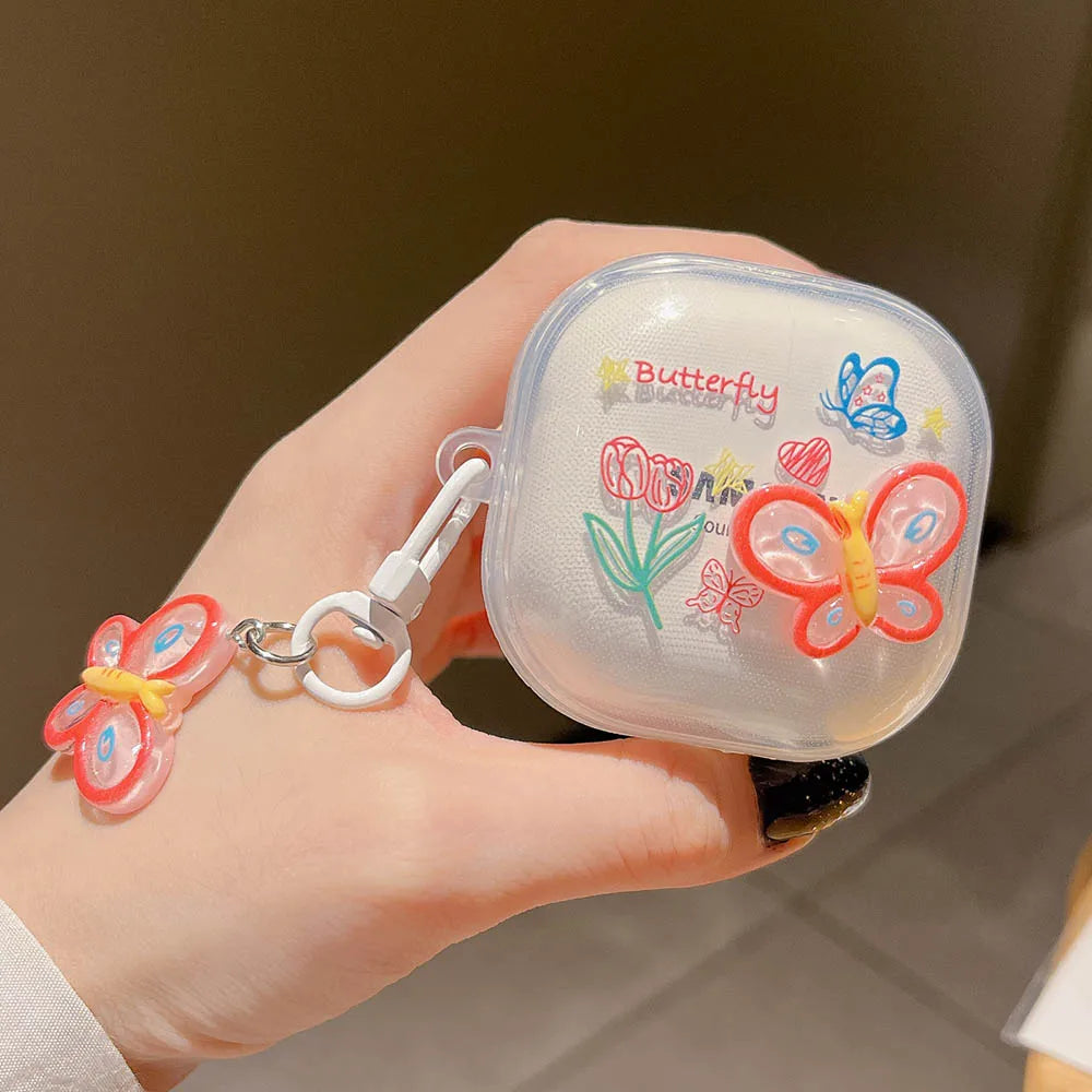 Adorable Watermelon Bunny & Bear Tulip Earphone Case 🌸🐰🍉 for Samsung Galaxy Buds - Pixie Quill