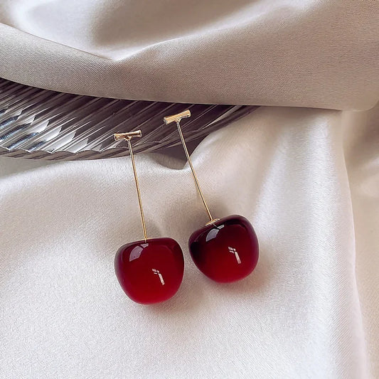 Kawaii Sweet Cherry Drop Earrings 🍒✨ | Cute Resin Fruit Jewelry for Women | Fashionable Party Accessories & Gifts! 🎉