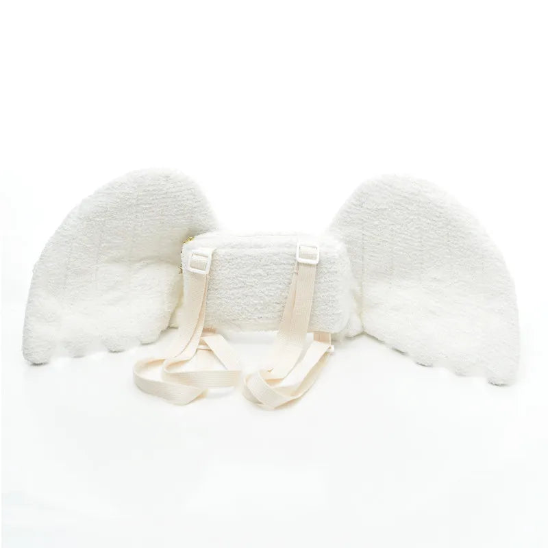 Kawaii Plush Angel Wings Backpack 🎀✨ Cute Soft Bag for Kids - Perfect Girl Gift! 🎉💖